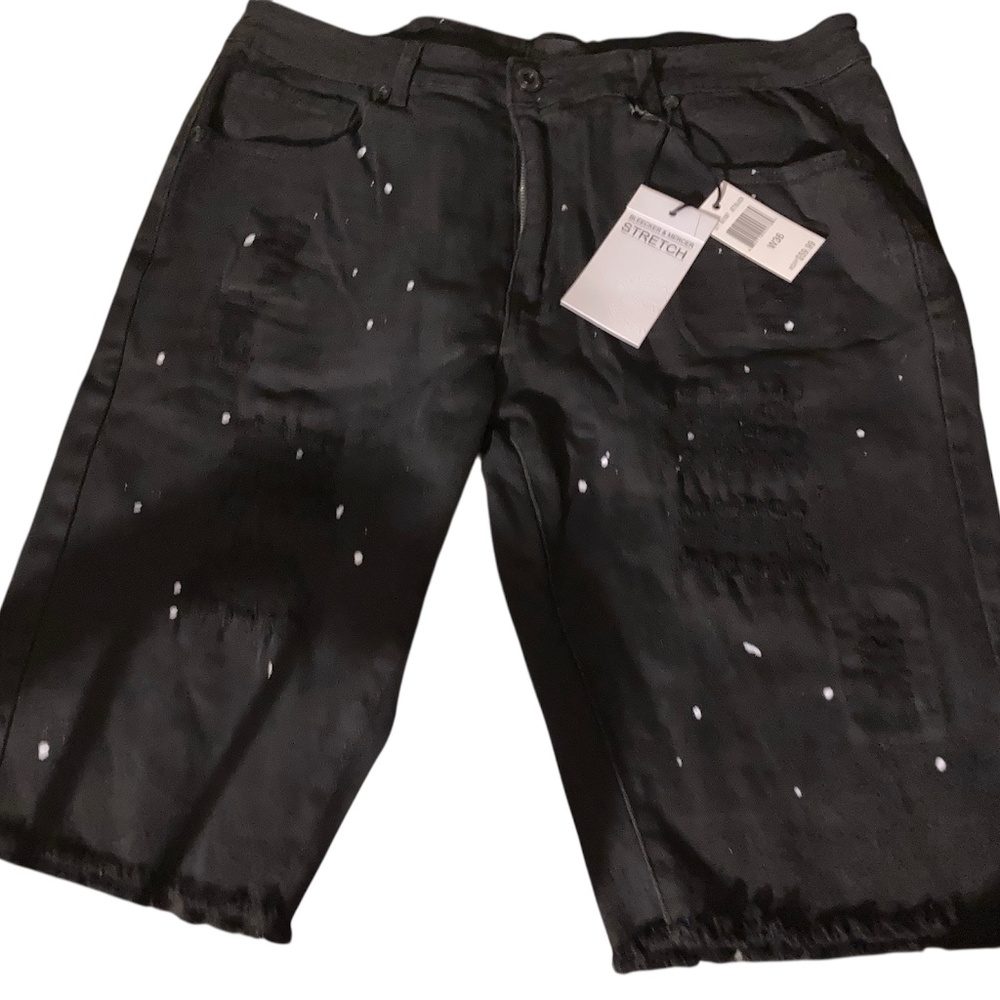 Men’s black denim shorts